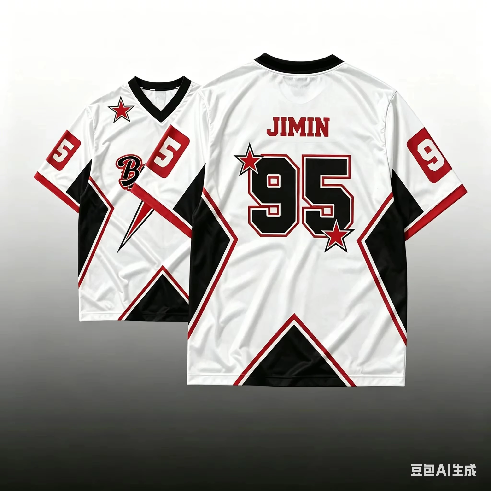Familien-Partnerlook JIMIN Fußballtrikot, geometrischer 95-Zahlen-Druck, kurzärmeliges Mesh-Oberteil für Erwachsene, Kinder, Kpop-Fans, Streetwear