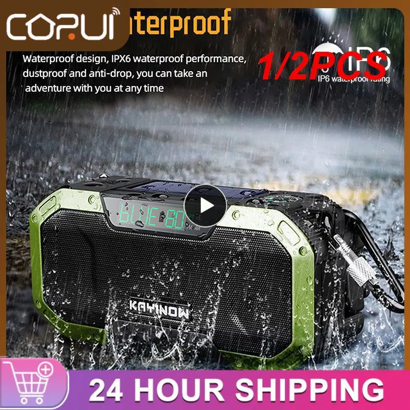 

1/2PCS Emergency Radio Hand Crank Radio Solar Powered AM/FM Weather Radio BT5.0 Speaker LED Flashlight 5000mAh Power Bank Phone