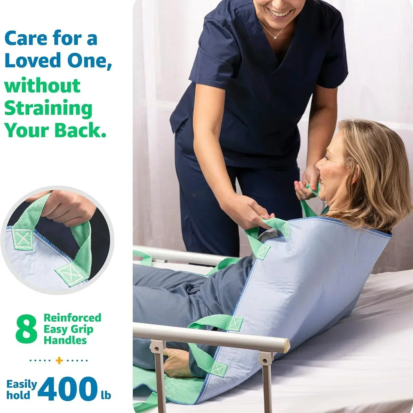 Washable Leakproof Bed Pad with Handles Non Slip Stretcher for Elderly Disabled Mobility Aid Home Care Incontinence Underpad