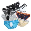 Mens Big Pouch Bulge Underwear Briefs Men Panties Removable Penis Bag Male Lingerie Ice Silk Breathable Underpants 4