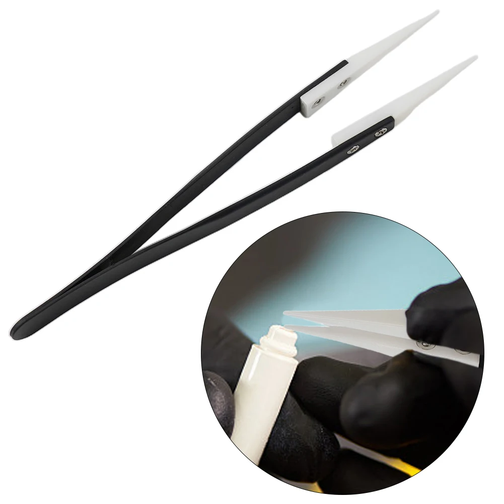 Forceps Tweezers Straight Pointed Anti-magnetic Ceramic Industrial Tweezers Single Small Elbow Stainless Steel