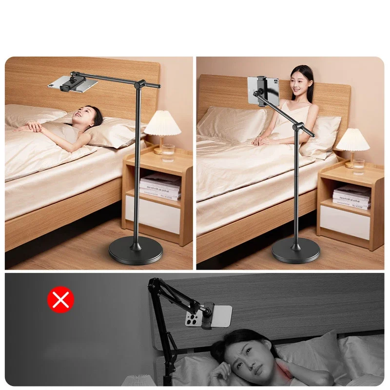MoZhao 태블릿 스탠드, iPad 휴대폰용, 레이지 스탠드, 침대 옆 침대, 바닥 스탠딩, 라이브 방송 촬영, 범용 스탠드