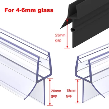 Shower Screen Door Seal Strip PVC Frameless Shower Door Bottom Seal with Drip Stripping Seal Sweep Water Blocking Strips