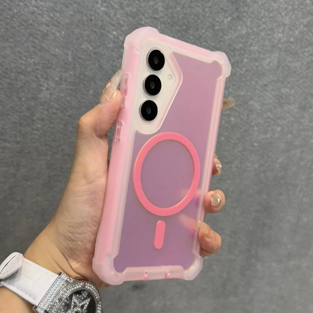Luxury Gradient Aurora Magnetic Phone Case with Bling Back Cover