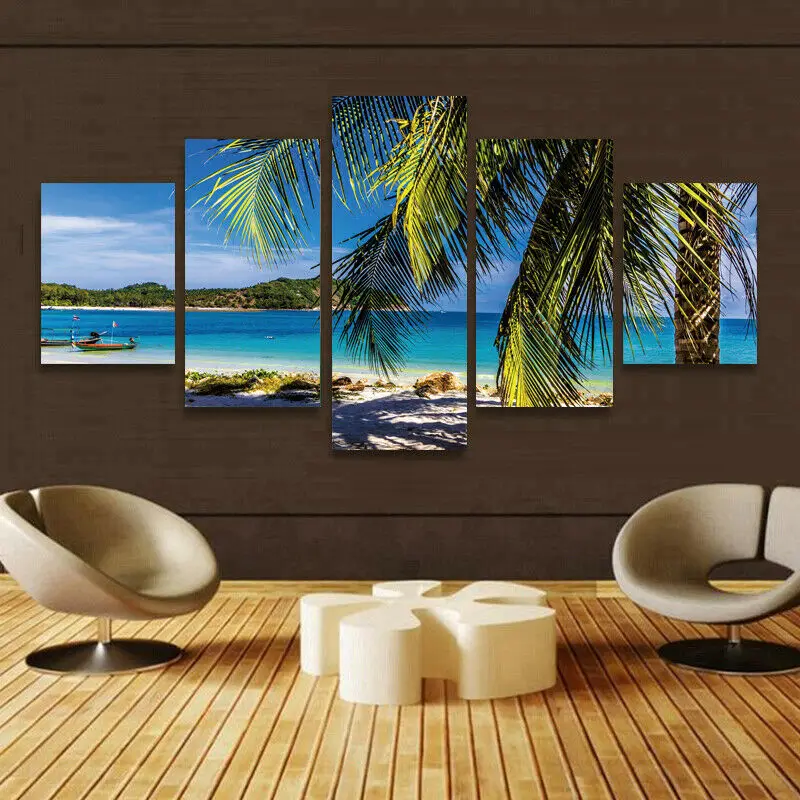 

5P palm Paintings Home Decor Posters HD Print Wall Art unframed 5 Panel Pictures Canvas Poster No Framed 5 Piece Room Decor