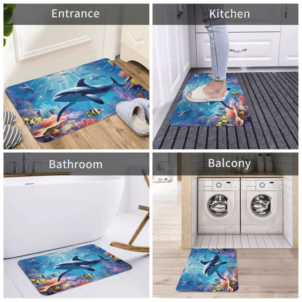 Underwater World Dolphin Bath Mat Marine Symphony Toilet Pad Kitchen Shower  Room Anti Slip Floor Mat Bathroom Accessories - AliExpress, image size:960x960