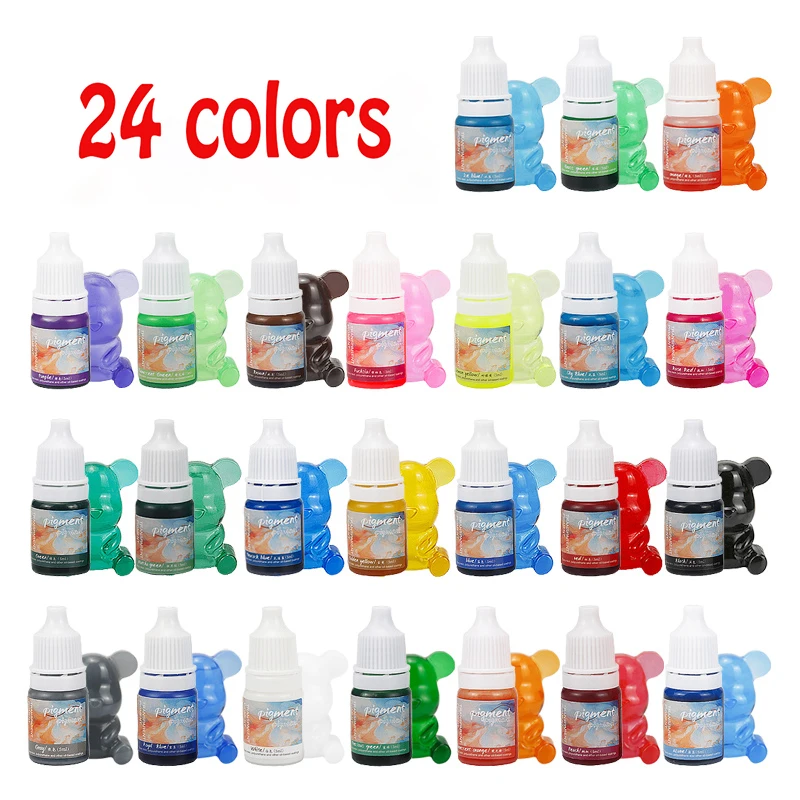 24-Color Epoxy Resin Paint Pigment Set - Concentrated Liquid Dye for UV Resin Coloring and DIY Jewelry Art Crafting