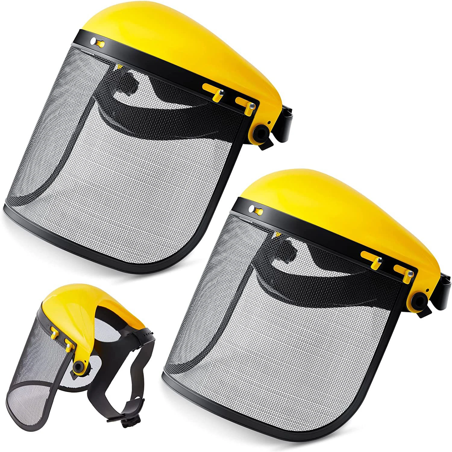 Garden Grass Trimmer Safety Helmet Hat With Full Face Mesh Visor For