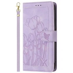 Floral Leather Wallet Flip Cover with Strap for Samsung S23 Plus (PURPLE)