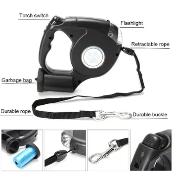 Pet Automatic Retractable Leash Dog Leash Night Lighting Travel Pet Leash Have 1PC Garbage Bag Traction Rope For Night Walking 3