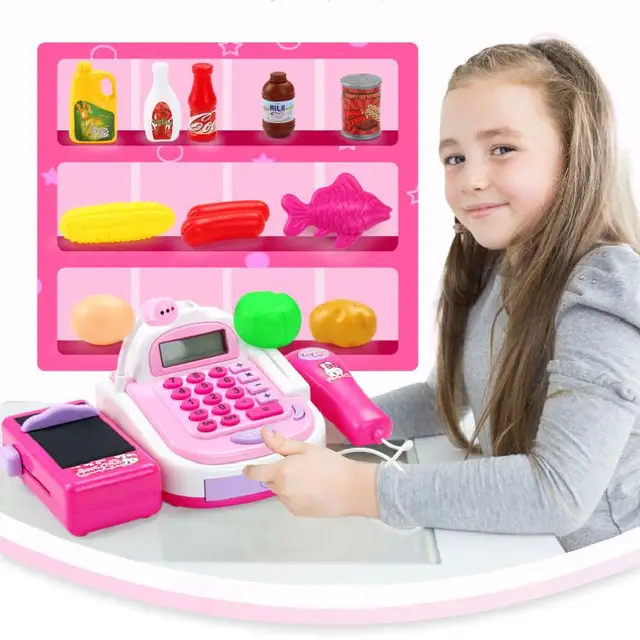 Pretend Play House Toy Children's Simulation Supermarket Cash Register Upgraded Version With Electronic Scale Kid Game Toys 3