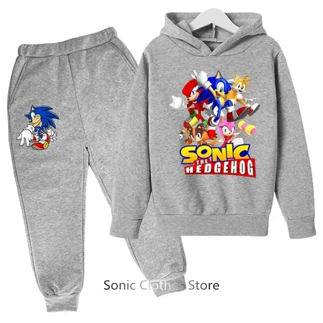 thumbnail image 1 of Sudadera con capucha de baloncesto para niños y niñas, conjunto de sudadera con capucha de Sonic Sports, primavera y otoño, 2 piezas, tops y pantalones, para adolescentes de 3 a 14 años, 1 of 5