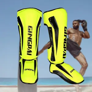 UNBOSTEN Protege Tibia Boxe MMA，Protège Tibia Pied Boxe，Shin Instep  Protection pour Le Kickboxing, l'entraînement, Le BJJ, l'équipement de Boxe  et Les Arts Martiaux-Red