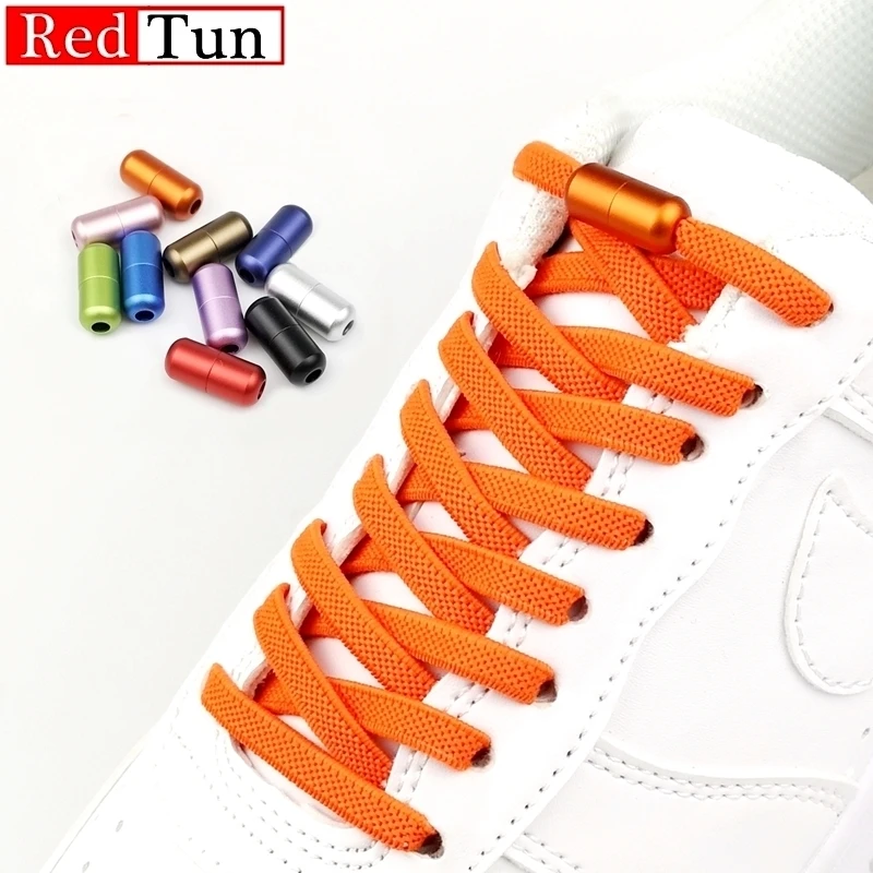 

1Pair New Colored Metal Locking Shoelace Flat Elastic No Tie Shoelaces For Kids and Adult Sneakers Quick Lazy Laces