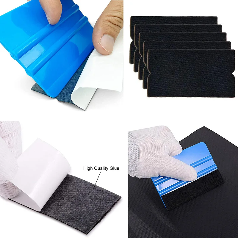 30/20/10Pcs Squeegee Felt Fabric Cloth for 10cm Card Squeegees Car Wrap No Scratch Scraper Spare Edge Cloth Window Tint Tools 3