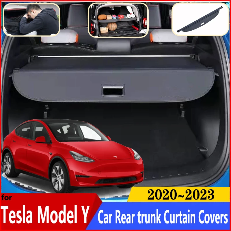 Kofferraum vorhang abdeckungen für Tesla Modell y 2020 Zubehör 2023 ~  Kofferraum gepäck vorhang Kofferraum fracht abdeckungen Zubehör