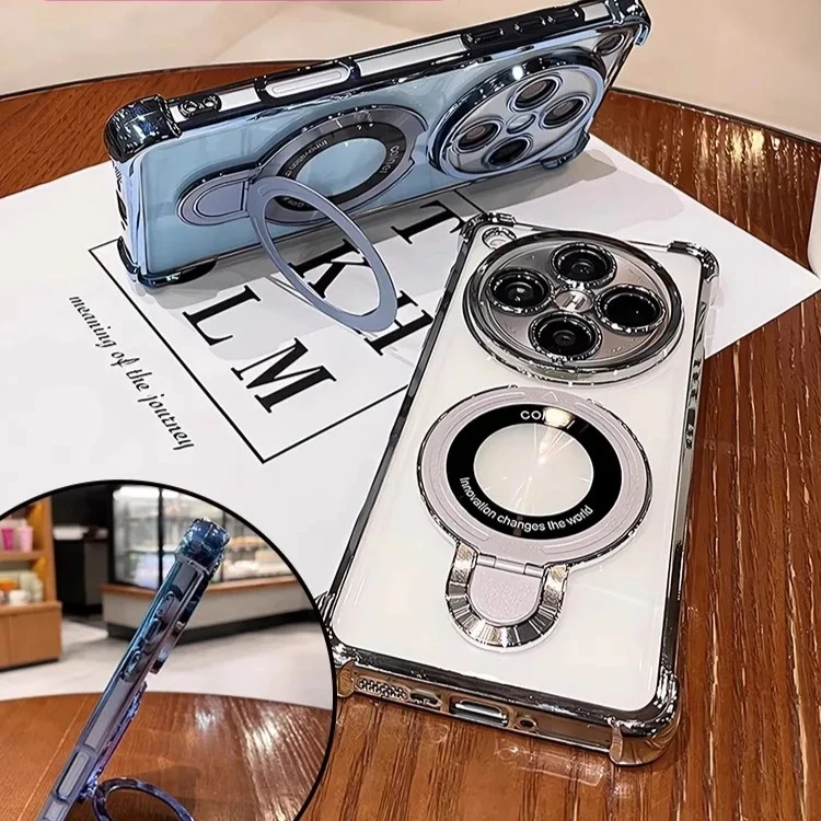 Luxury Plating Shockproof Case with Magnetic Holder and Camera Protection