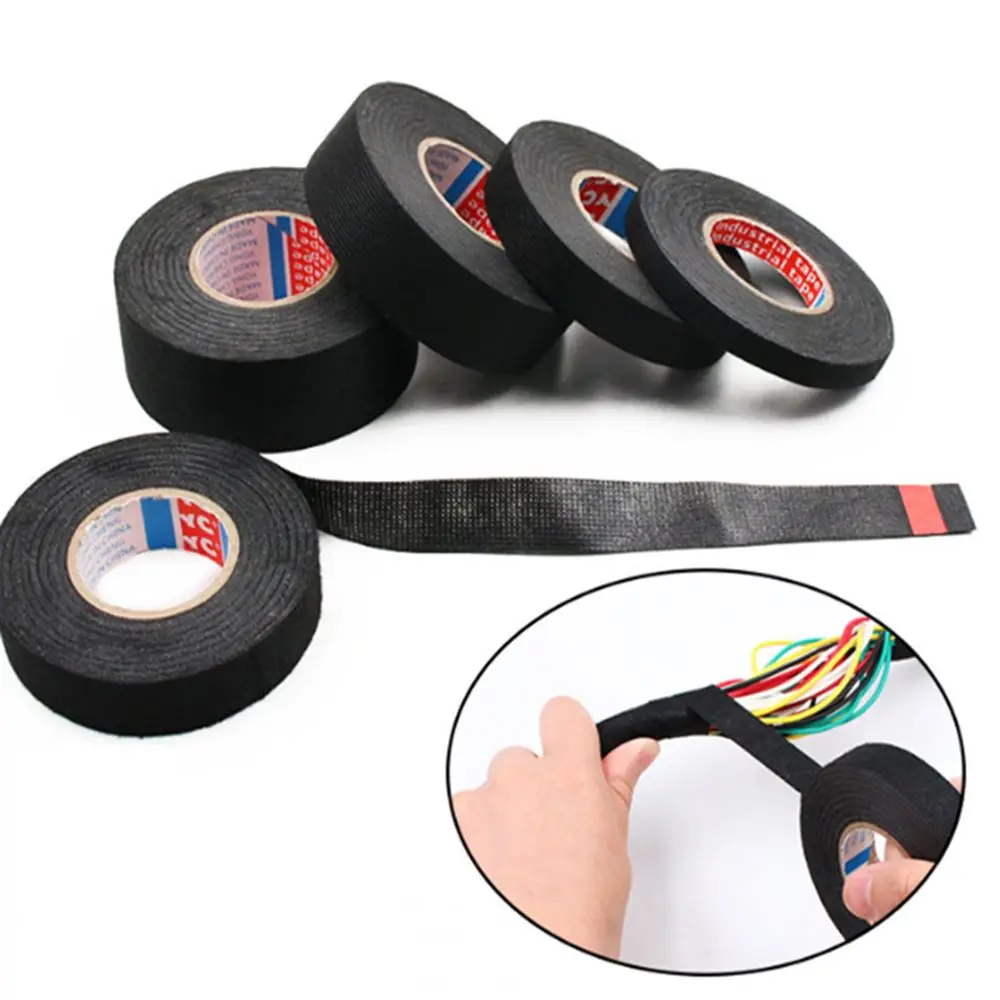 

15/25M Width 9/15/19/25/32MM Wrapping Tape Automotive Cable Fixed Adhesive Wire Harness Tape Heat-resistant Cloth Fabric