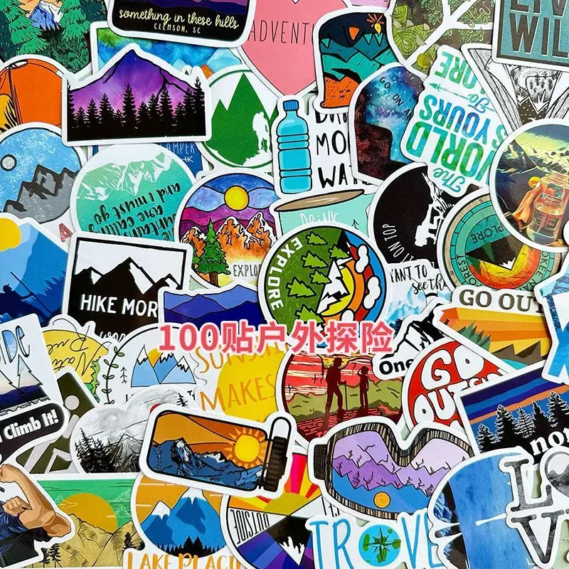 

100pcs Outdoor Camping Mountain Climbing Snow Peak Off-road Sticker Storage Box Laptop Skateboard Water DIY Stickers