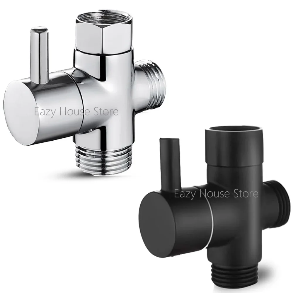 Bidet Chrome T Adapter with Shut-off Valve 3-way 7/8" 1/2" 3/4" for Handheld Toilet Bidet Spray t adapter valve