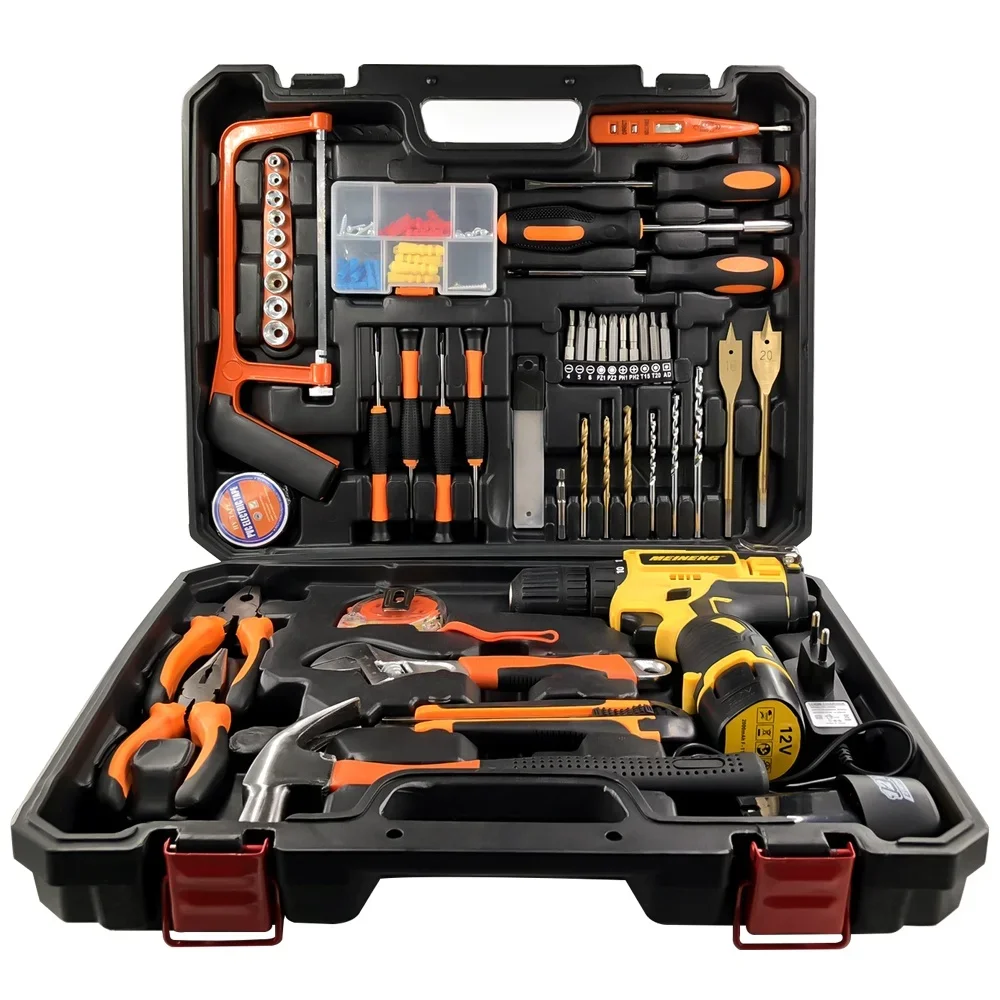 2023 Popular - Complete Tool Box Set Home Hand Tools Set With Cordless Drill