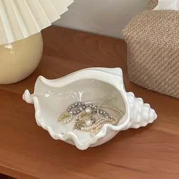 Creative Ceramic Shell Jewelry Box, Desktop Accessory Key Storage, Entrance Conch Tray Decoration 1