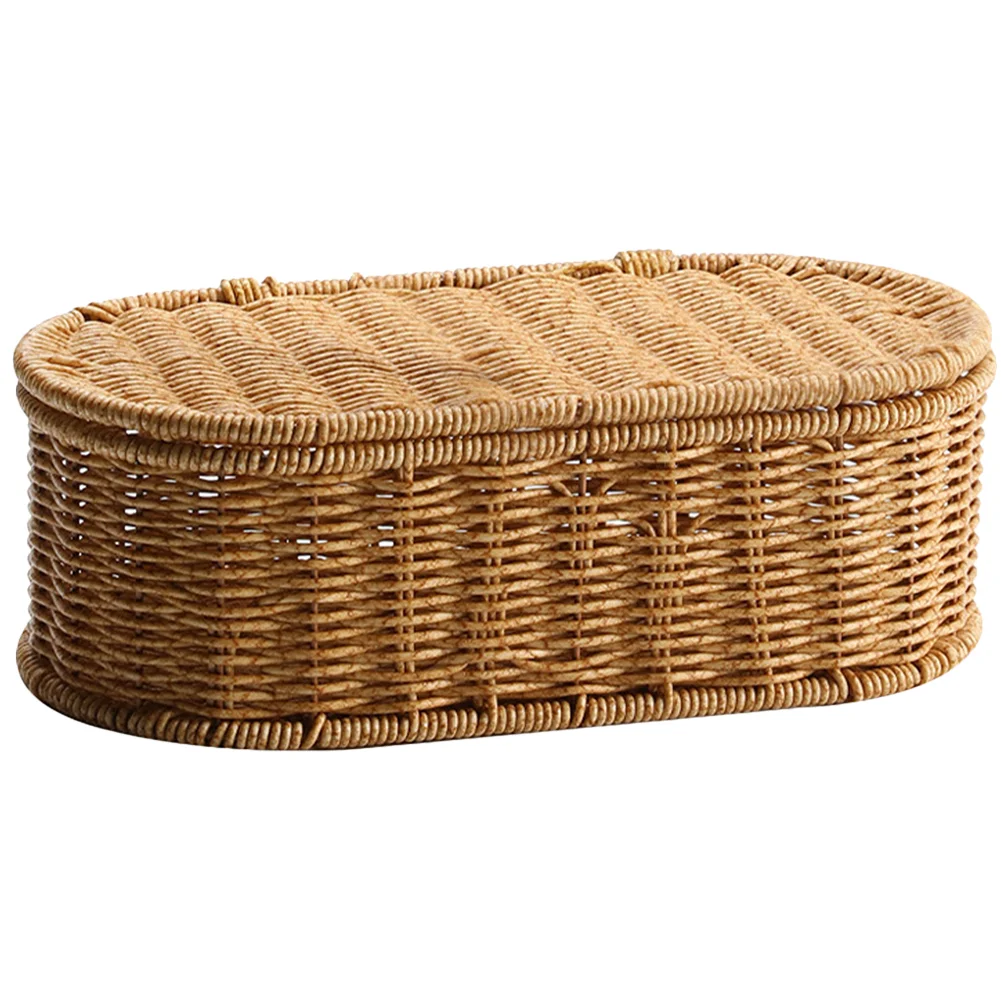 

Lidded Woven Box Imitation Rattan Organizer Box Gift Packing Box Storage Container