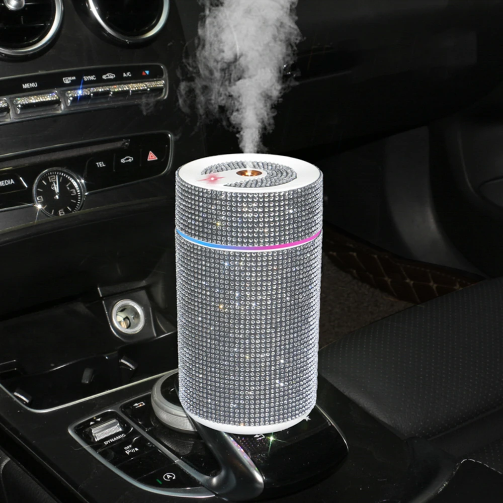 Diamond Car Air Humidifier Starry Sky Projection Humidifier Crystal Rhinestone Diffuser Air Freshener Bling Car Accessories