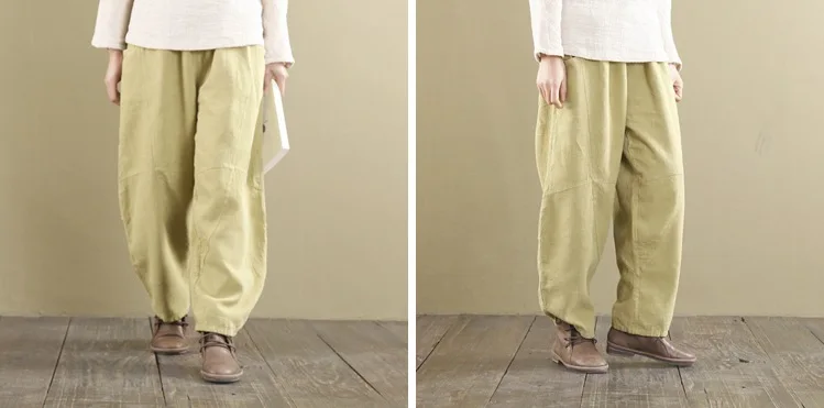 nike capri leggings Women Wide Leg Pants Elastic Waist 2022 Spring New Linen Trouser Women Pants Loose 8 Colour Vintage Vintage RV655 work pants