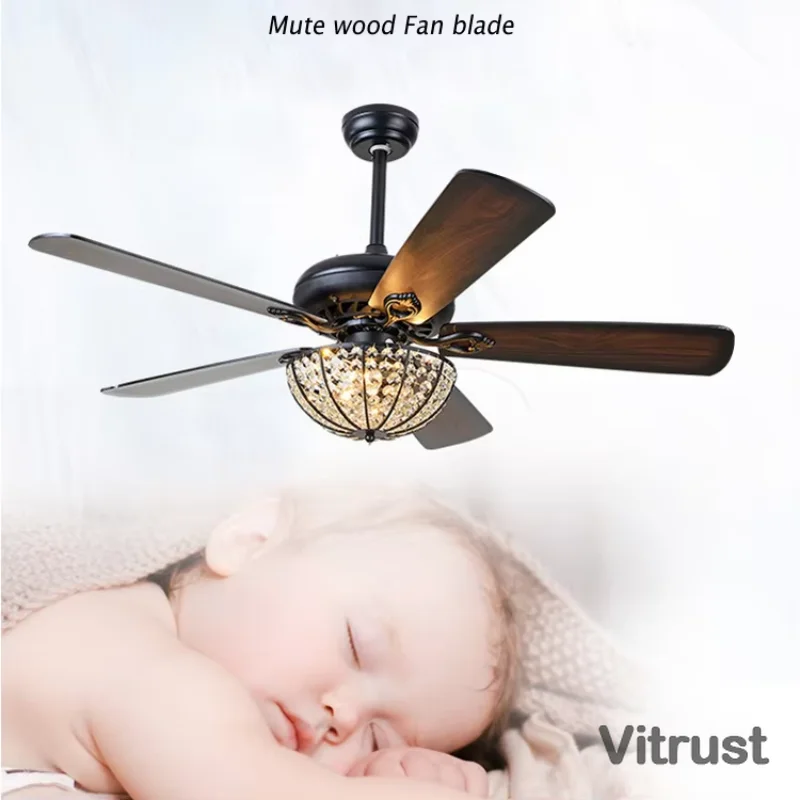 Modern Ceiling Fans Led Light with 5 Wood Blades for Living Room Bedroom Dinning Room DC Motor
