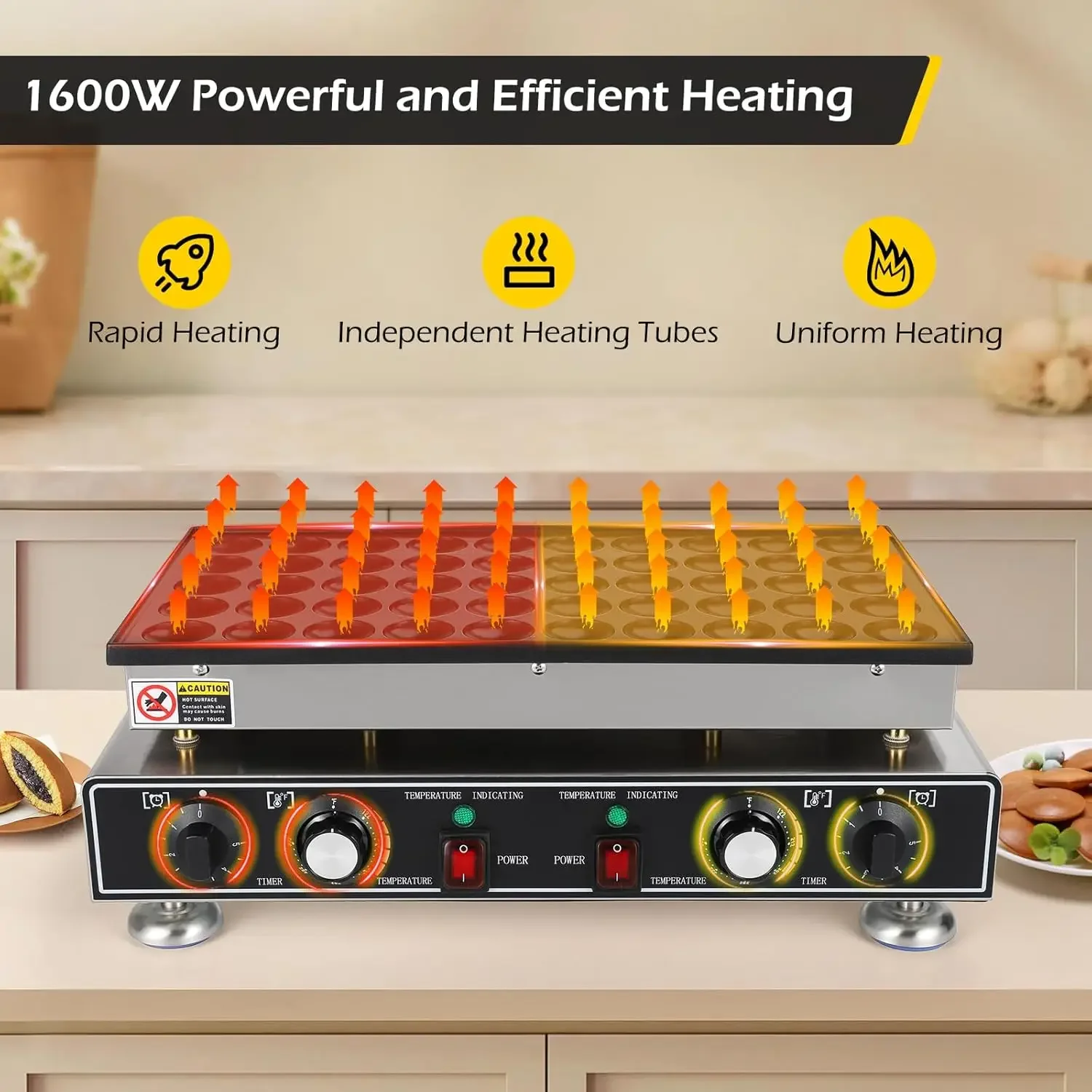 Mini Pancake 50pcs Mini Dutch Pancake 1600W Mini Pancakes Machine Commercial Pancake Maker Electric Dutch Panc 3