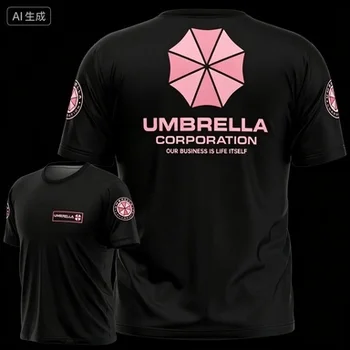T-shirt a tema Umbrella Corporation con stampa grafica Biohazard, girocollo, casual, per uomo e donna, da indossare tutti i giorni