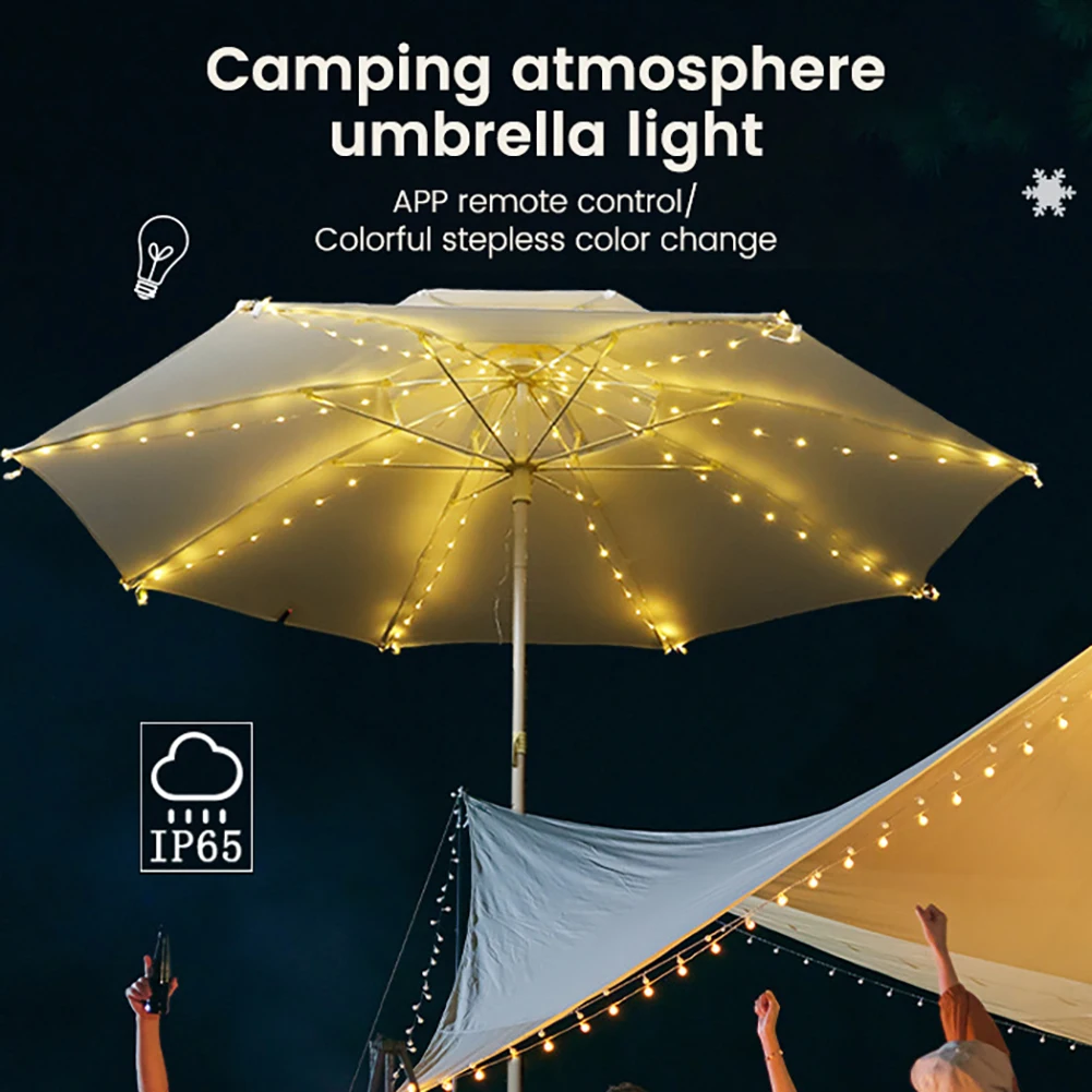 Patio Umbrella Lights With Remote Control 4 Mode 104 LED Patio Light Battery Operated Waterproof for Backyard Garden Decor