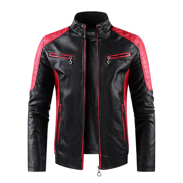 American Retro Couple's Clothing with Contrasting Color Motorcycle Clothing Leather Jacket for Men Korean Style Bf Loose and Handsome Jacket Trendy Jacket
