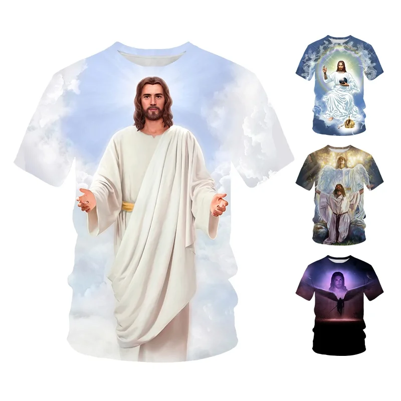 

Summer Men's Fashion Christian God Jesus Lovers Christian Round Neck Short Sleeve T-Shirt Causal Harajuku Oversize Clothing