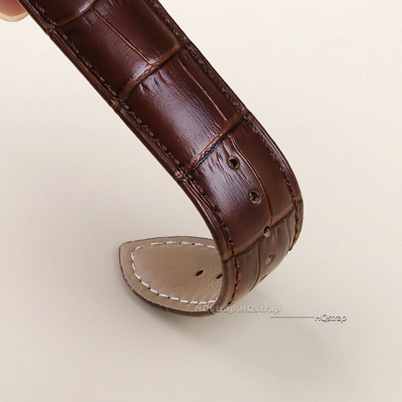 Premium Leather Watchband with Metal Butterfly Clasp - Unisex Strap with Gift Box