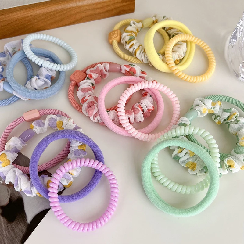 

4pcs/Set Colorful Hair Rope Cute Sweet Ponytail Holder Rubber Bands Fashion High Elastic Hair Bands Hair Accessories For Girls