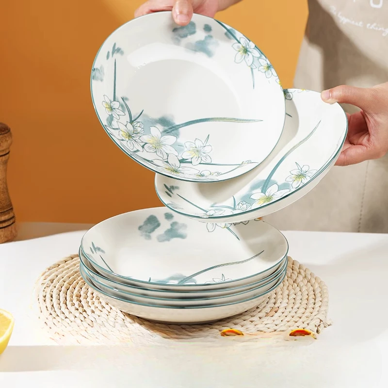 Daffodils ceramic plates, vegetable plates, household new cutlery, rice porcelain dishes, plates,, home use