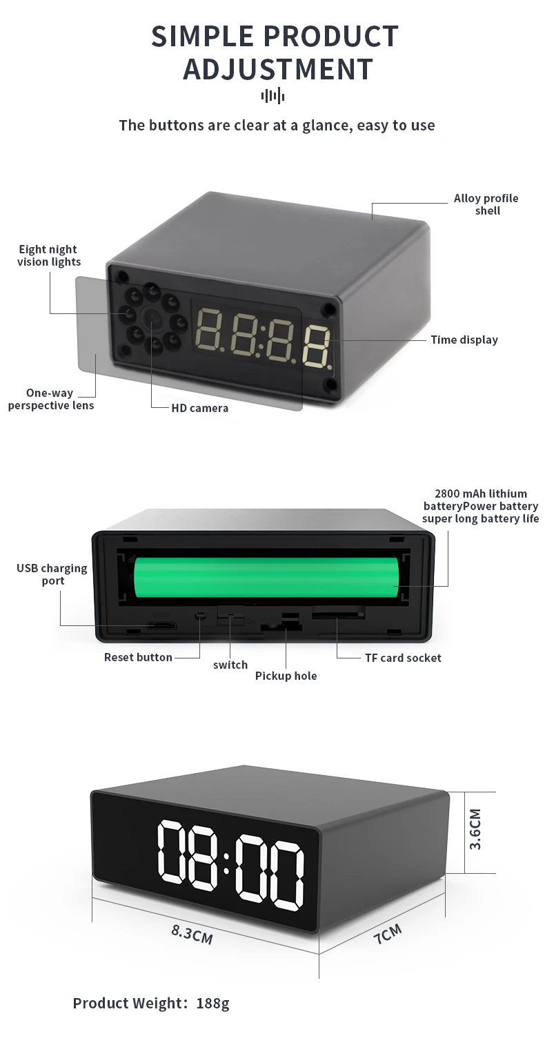 Accesorii incluse cu camera ceas
