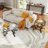 Lift Top Coffee Table with Hidden Storage Compartment Shelves and 2 Fabric Baskets, Retro Central Table with Wooden Lift-Up Tabl 4