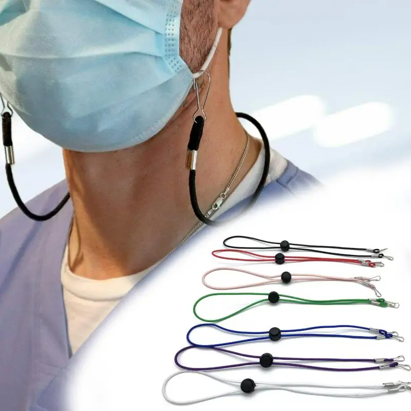 5Pcs Mask Adjustable Hanging Rope Face Mask Lanyard Anti-lost Face Cover Lanyard Ear Holder Neck Hang Rope with Hook