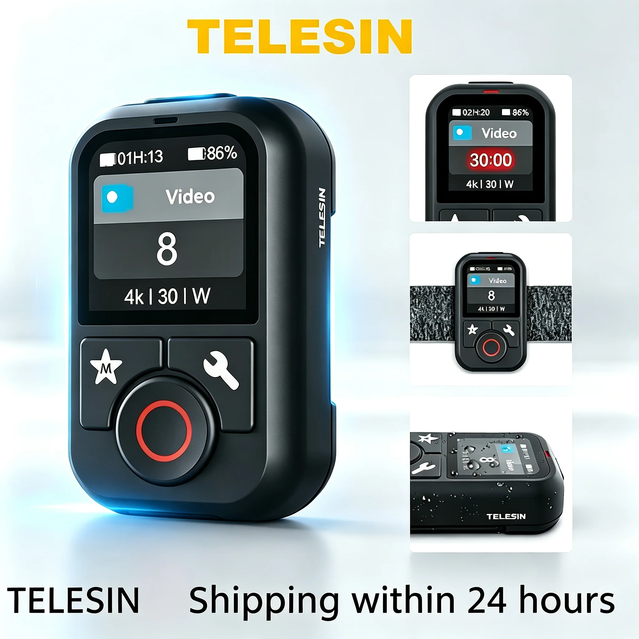 TELESIN Bluetooth Waterproof Wireless Remote with 1.4 Inch HD Screen, 60M Range
