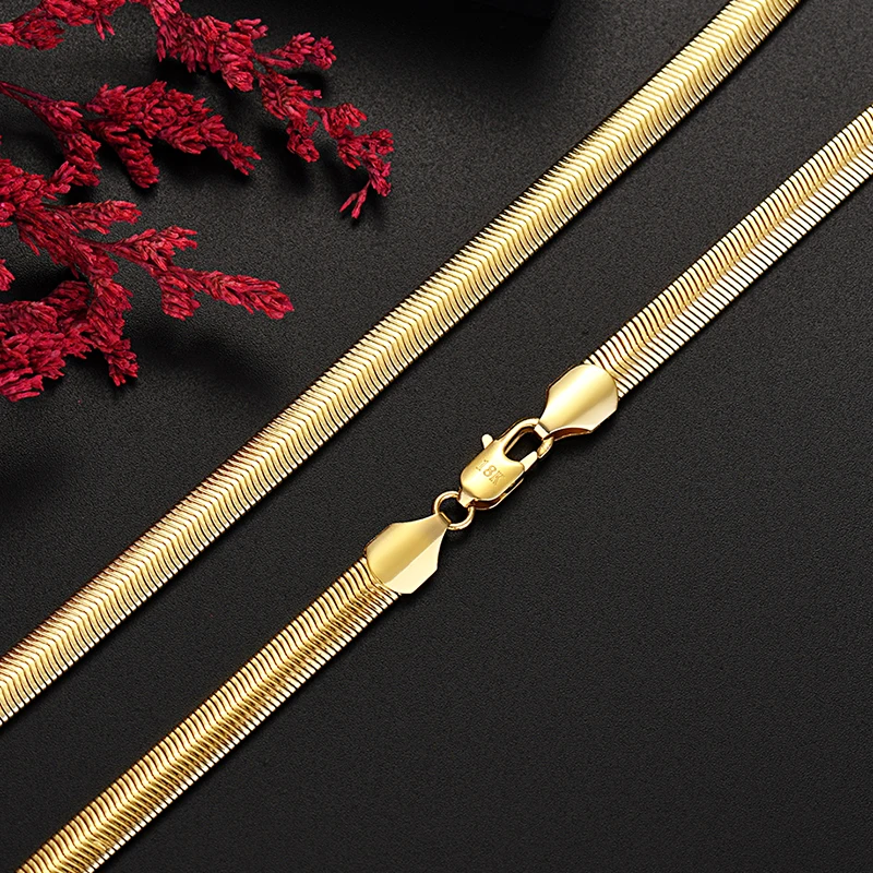 Fashion 925 Sterling Silver Plated 18k Gold Does Not Fade 6mm Snake