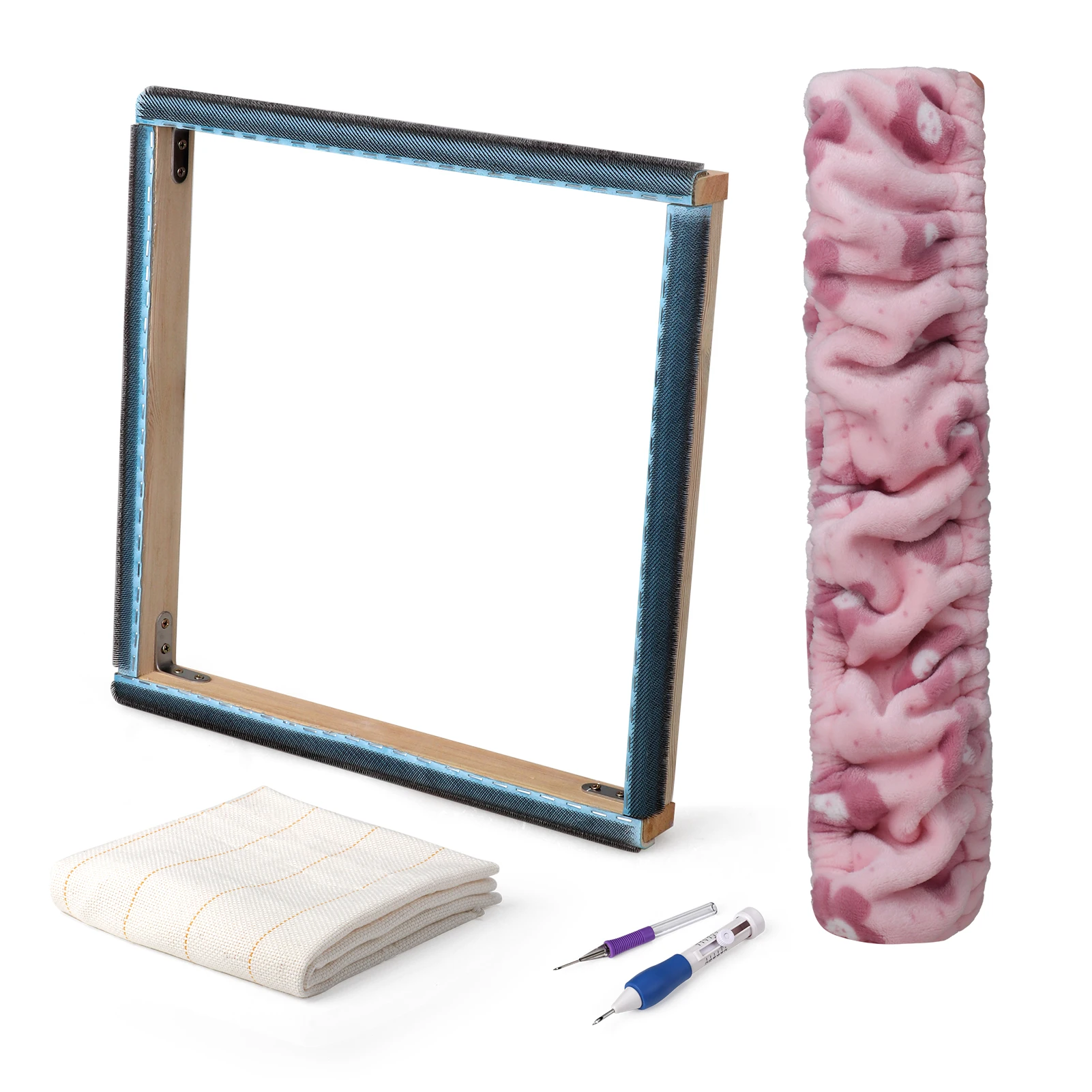 2525cmPunchNeedleFramewithFleeceCoverGripperStripFrame