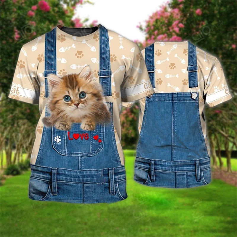 

3D Printed Tee Shirt For Mens T Shirt Pet Cat Graphic Men Clothing New In Tops Summer Short Sleeve Tees Casual Funny Street Wear