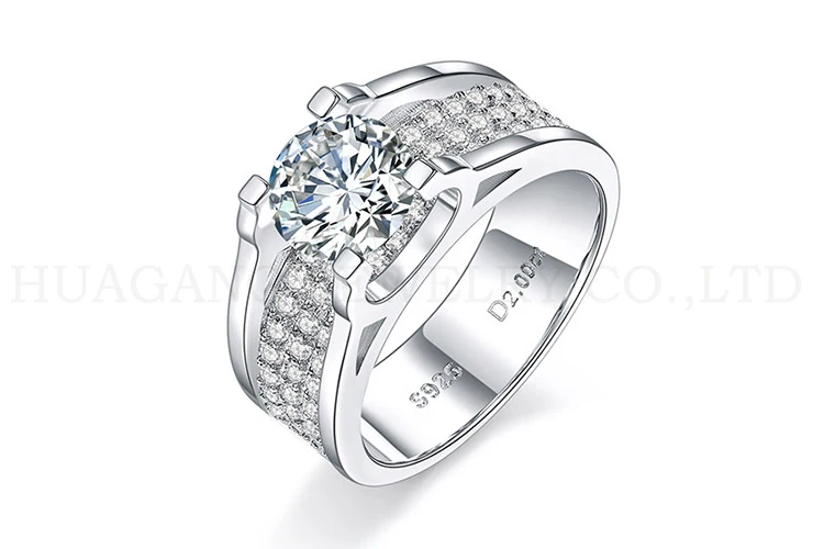 100% Real D 1CT / 2CT Moissanite Engagement Male Rings Platinum Plating Sterling Silver Labs Diamond Wedding Men's Rings