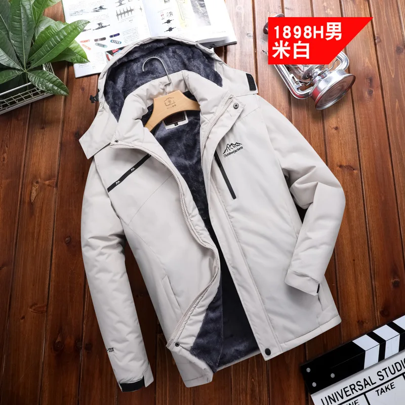 Ski Clothing Hardshell Outdoor Large Size Plus Pile Thick Mountaineering Clothing For Women And Men Couples Warm Ski Jacket