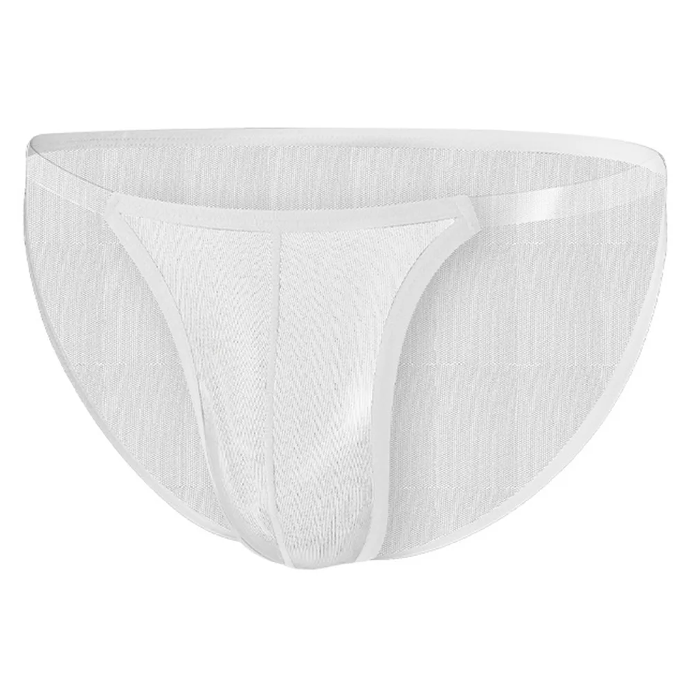 Sexy and Stylish Men's Briefs Breathable Mesh Thong Underwear Low Waist Lingerie Panties Make a Bold Statement White/Black sexy and stylish men s briefs breathable mesh thong underwear low waist lingerie panties make a bold statement white black
