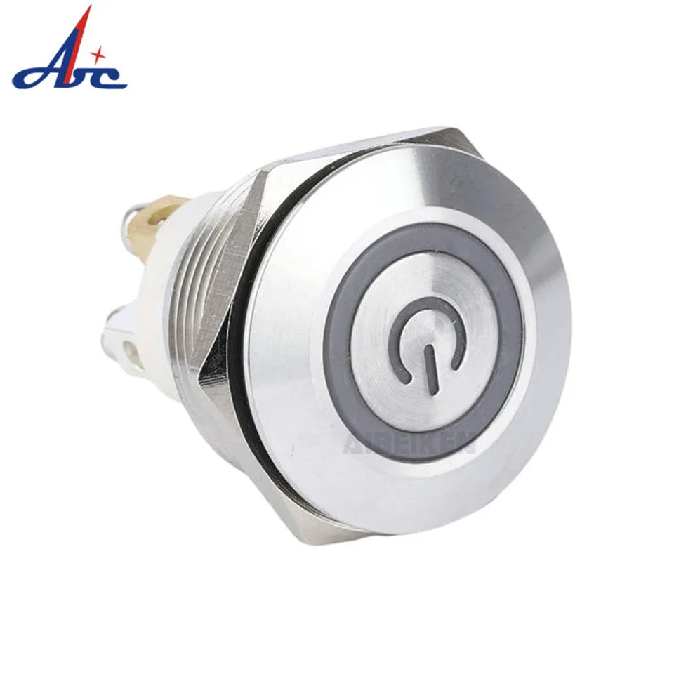 Momentary Push Button Switch 1NO Silver contact screw terminal with LED Ring Suitable for 22mm 7/8"" Mounting Hole