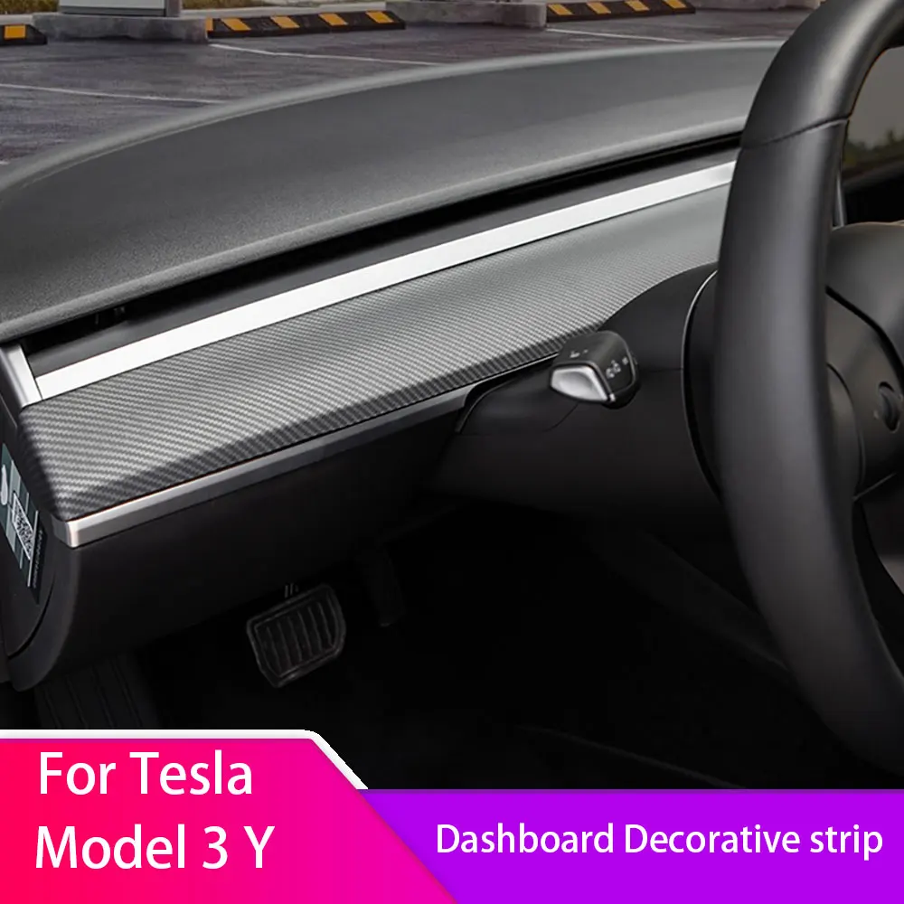 

For Tesla Model 3 Y 2017-2023 Car Dashboard Decorative strip Center Console Instrument Strip Trim Trim